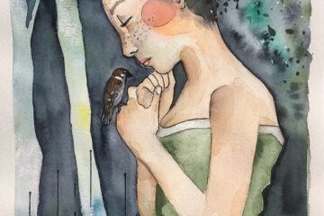 Aquarellmalerei von daniela Gruno. Zu sehen ist eine Frauenfigur